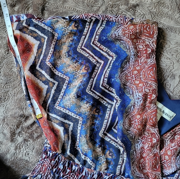 Maxi DRESS Seventh Avenue Multi Color Long, Flowy, Flutter Sleeves Size 16 - Picture 10 of 11